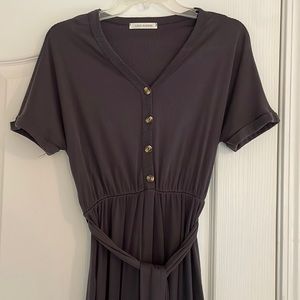 LakeFlower dress size S - gray knit dress with buttons and tie